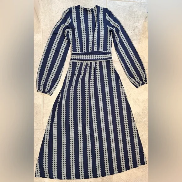 Boden Navy Blue Polka Dot Stripe Wrap Dress | US 2 / UK 6 | Like New - Picture 6 of 9